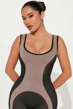 Fashion Nova Jasmine Seamless Jumpsuit - Black/combo