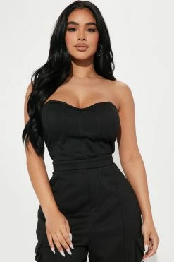 Fashion Nova Jumpsuits Makenna Cargo Jumpsuit - Black