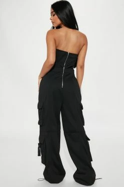 Fashion Nova Jumpsuits Makenna Cargo Jumpsuit - Black