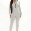 Fashion Nova Sabrina Snatched Jumpsuit - Heather Grey Jumpsuits
