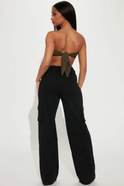 Fashion Nova Sexy AF Cargo Jumpsuit - Olive/combo