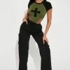 Fashion Nova Worship Me Cargo Jumpsuit - Olive/combo