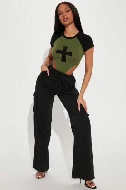 Fashion Nova Worship Me Cargo Jumpsuit - Olive/combo