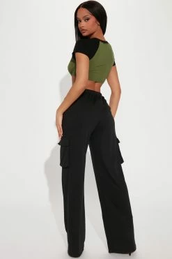 Fashion Nova Worship Me Cargo Jumpsuit - Olive/combo