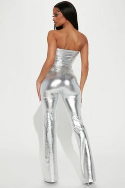 Fashion Nova Jumpsuits She's All That Strapless Jumpsuit - Silver