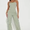 Fashion Nova Jumpsuits Charmaine Cargo Jumpsuit - Sage