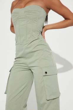 Fashion Nova Jumpsuits Charmaine Cargo Jumpsuit - Sage