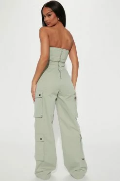 Fashion Nova Jumpsuits Charmaine Cargo Jumpsuit - Sage