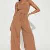 Fashion Nova Willow Cargo Jumpsuit - Mocha Jumpsuits