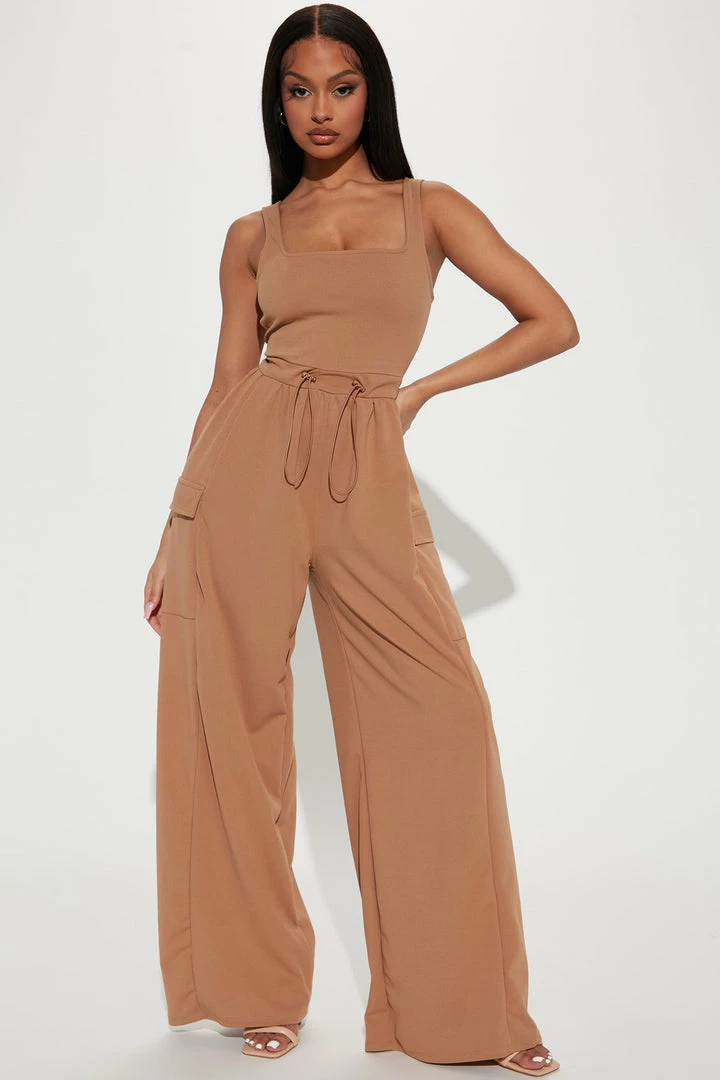 Fashion Nova Willow Cargo Jumpsuit - Mocha Jumpsuits