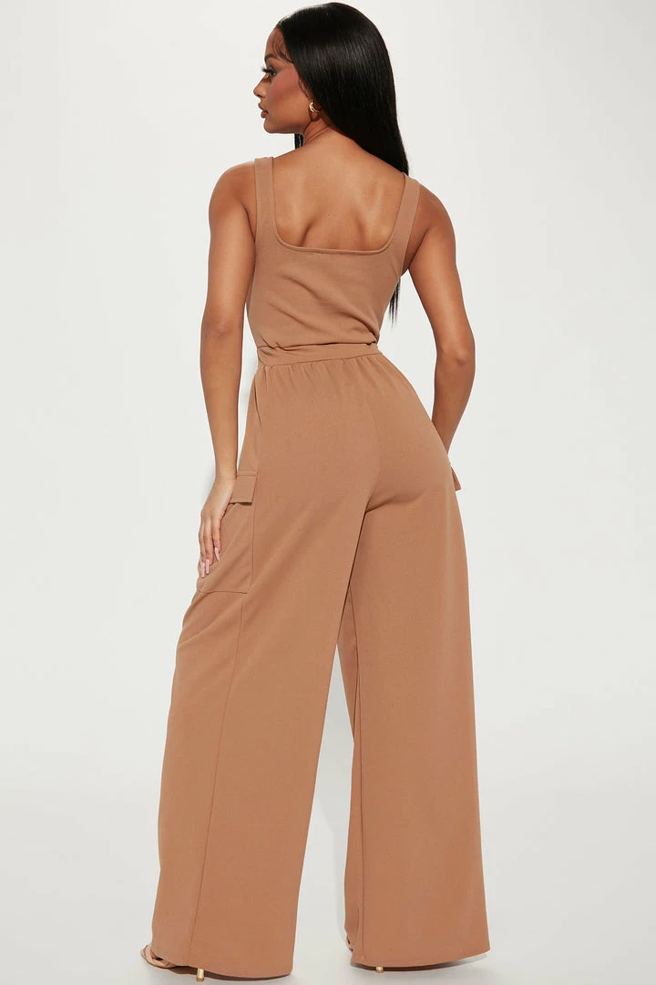 Fashion Nova Willow Cargo Jumpsuit - Mocha Jumpsuits
