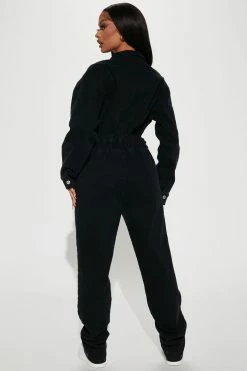 Fashion Nova Edgy And Chic Denim Jumpsuit - Black