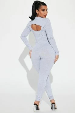 Fashion Nova Vintage Rocker Jumpsuit Set - Grey