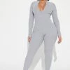 Fashion Nova Tanya Ribbed Jumpsuit - Grey