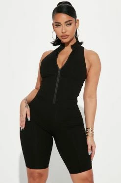 Fashion Nova Stay Sexy Sculpted Romper - Black