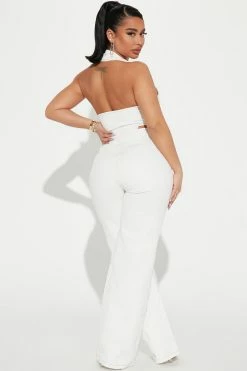 Fashion Nova Heidi Denim Jumpsuit - Off White Jumpsuits