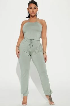 Fashion Nova Jumpsuits Gracie Halter Jumpsuit - Sage