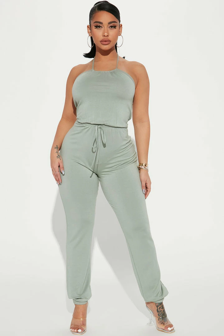 Fashion Nova Jumpsuits Gracie Halter Jumpsuit - Sage