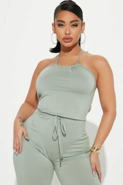 Fashion Nova Jumpsuits Gracie Halter Jumpsuit - Sage