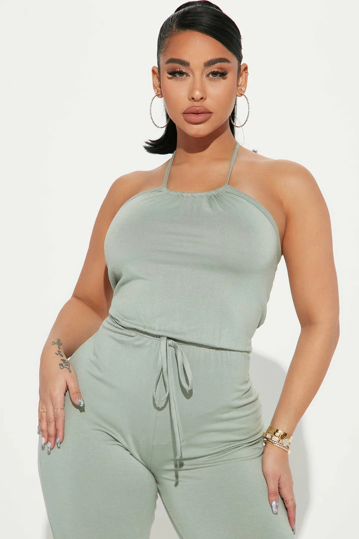 Fashion Nova Jumpsuits Gracie Halter Jumpsuit - Sage