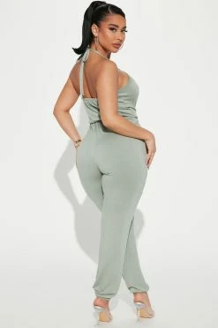 Fashion Nova Jumpsuits Gracie Halter Jumpsuit - Sage