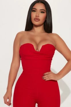 Fashion Nova Issabella Jumpsuit - Red