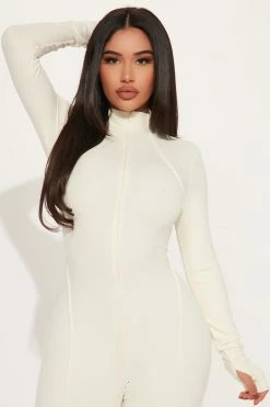 Fashion Nova Gia Jumpsuit - Cream Jumpsuits