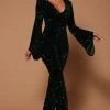 Fashion Nova Reina Sequin Jumpsuit - Emerald Jumpsuits