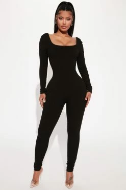 Fashion Nova Hailey Snatched Jumpsuit - Black