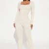 Fashion Nova Jumpsuits Hailey Snatched Jumpsuit - Cream