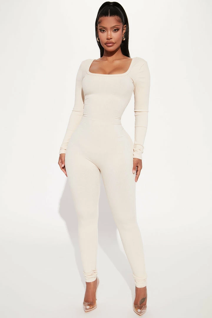 Fashion Nova Jumpsuits Hailey Snatched Jumpsuit - Cream