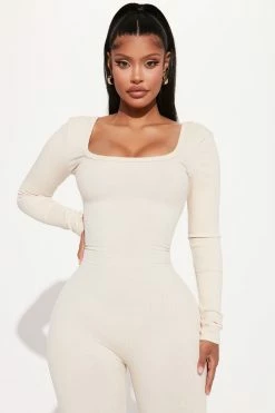Fashion Nova Jumpsuits Hailey Snatched Jumpsuit - Cream
