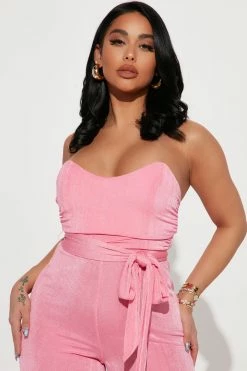 Fashion Nova Jumpsuits Barcelona Slinky Jumpsuit - Pink