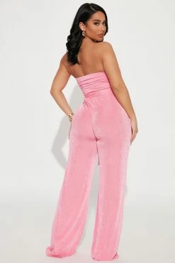 Fashion Nova Jumpsuits Barcelona Slinky Jumpsuit - Pink