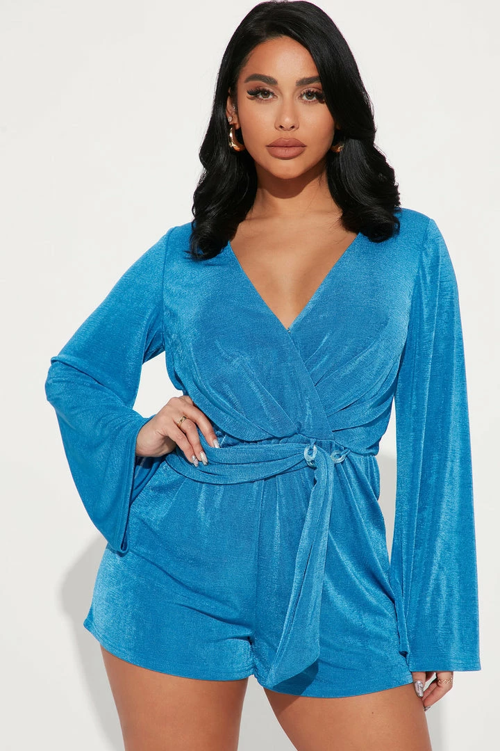 Fashion Nova Florence Slinky Romper - Royal