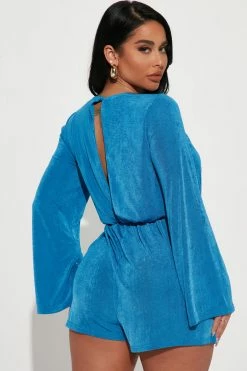 Fashion Nova Florence Slinky Romper - Royal