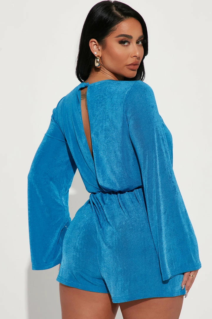 Fashion Nova Florence Slinky Romper - Royal