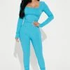 Fashion Nova Hailey Snatched Jumpsuit - Aqua Jumpsuits