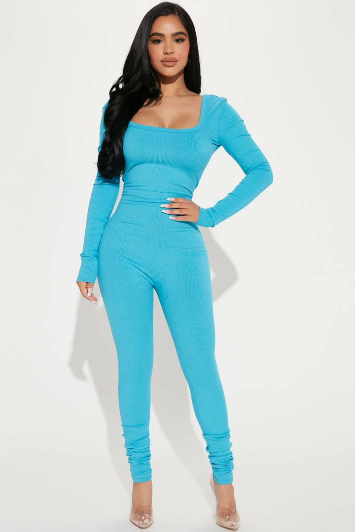 Fashion Nova Hailey Snatched Jumpsuit - Aqua Jumpsuits
