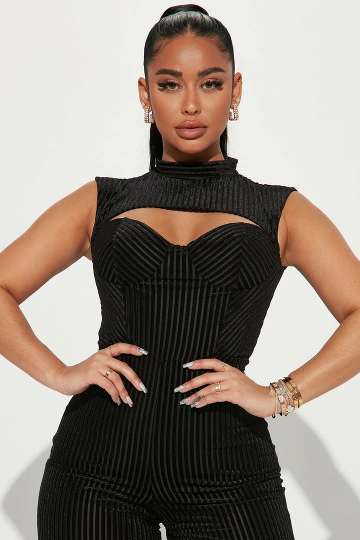 Fashion Nova Jumpsuits Leah Velvet Jumpsuit - Black