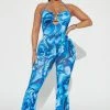 Fashion Nova Leticia Printed Jumpsuit - Blue/combo Jumpsuits