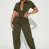 Fashion Nova Charlene Utility Jumpsuit - Olive Jumpsuits