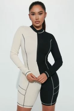 Fashion Nova Aaliyah Ribbed Romper - Black/combo Rompers