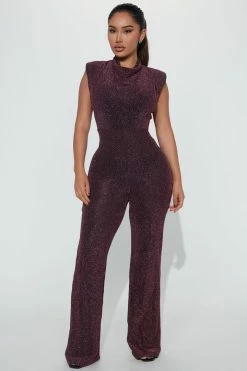 Fashion Nova Jumpsuits Ava Glitter Jumpsuit - Rose