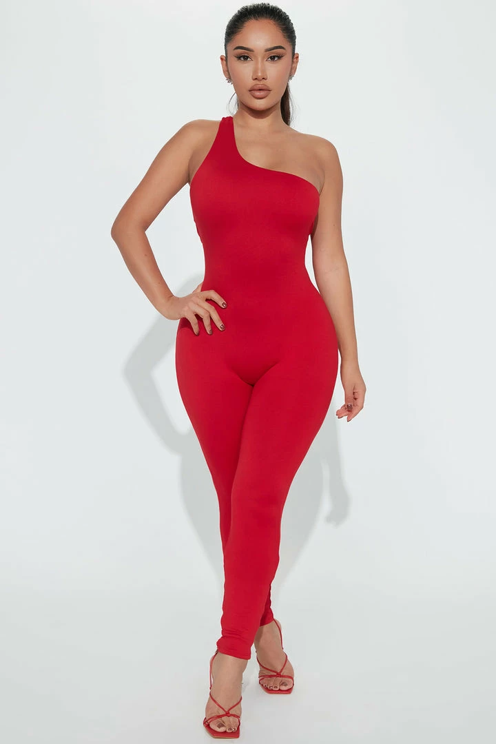 Fashion Nova Jumpsuits My Sexy Side Jumpsuit - Red