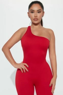 Fashion Nova Jumpsuits My Sexy Side Jumpsuit - Red