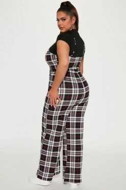 Fashion Nova Jumpsuits Preppy In Plaid Jumpsuit - Black/combo
