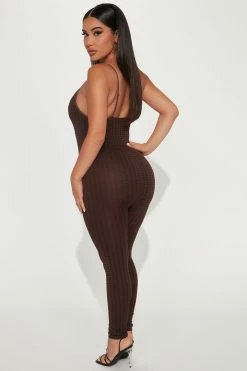 Fashion Nova Jovie Seamless Jumpsuit - Brown Combo