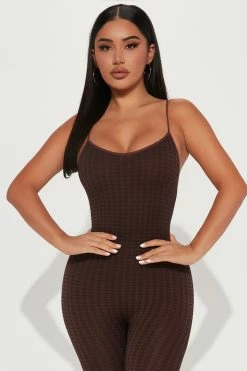Fashion Nova Jovie Seamless Jumpsuit - Brown Combo