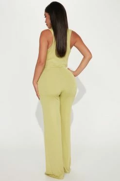Fashion Nova Jumpsuits Blaire 2 Piece Jumpsuit - Chartreuse